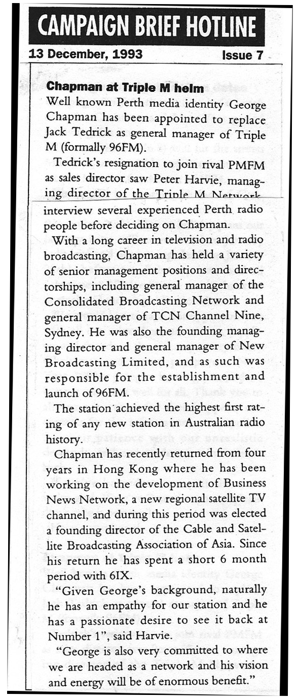 1993.12.13 - Article - Chapman at Triple M helm - Campaign Brief.png