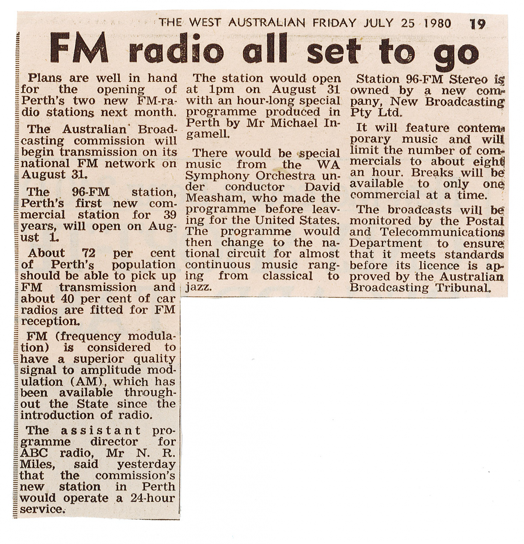 1980.07.25 - Article - FM Radio all set to go - The West Australian.png